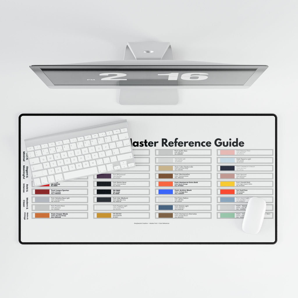 Font & Color Master Reference Desk Mat — Designer Workspace Mouse Pad