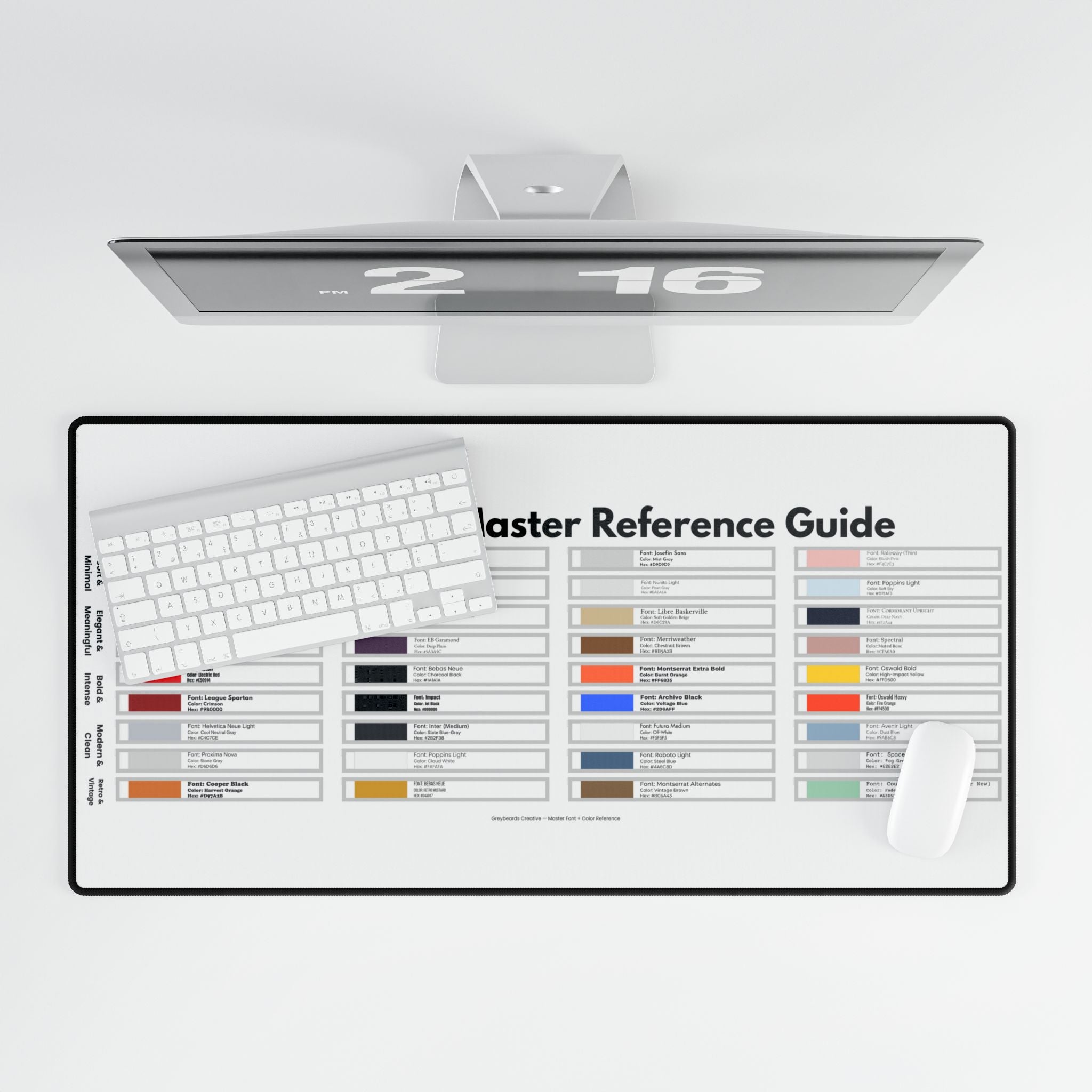 Font & Color Master Reference Desk Mat — Designer Workspace Mouse Pad