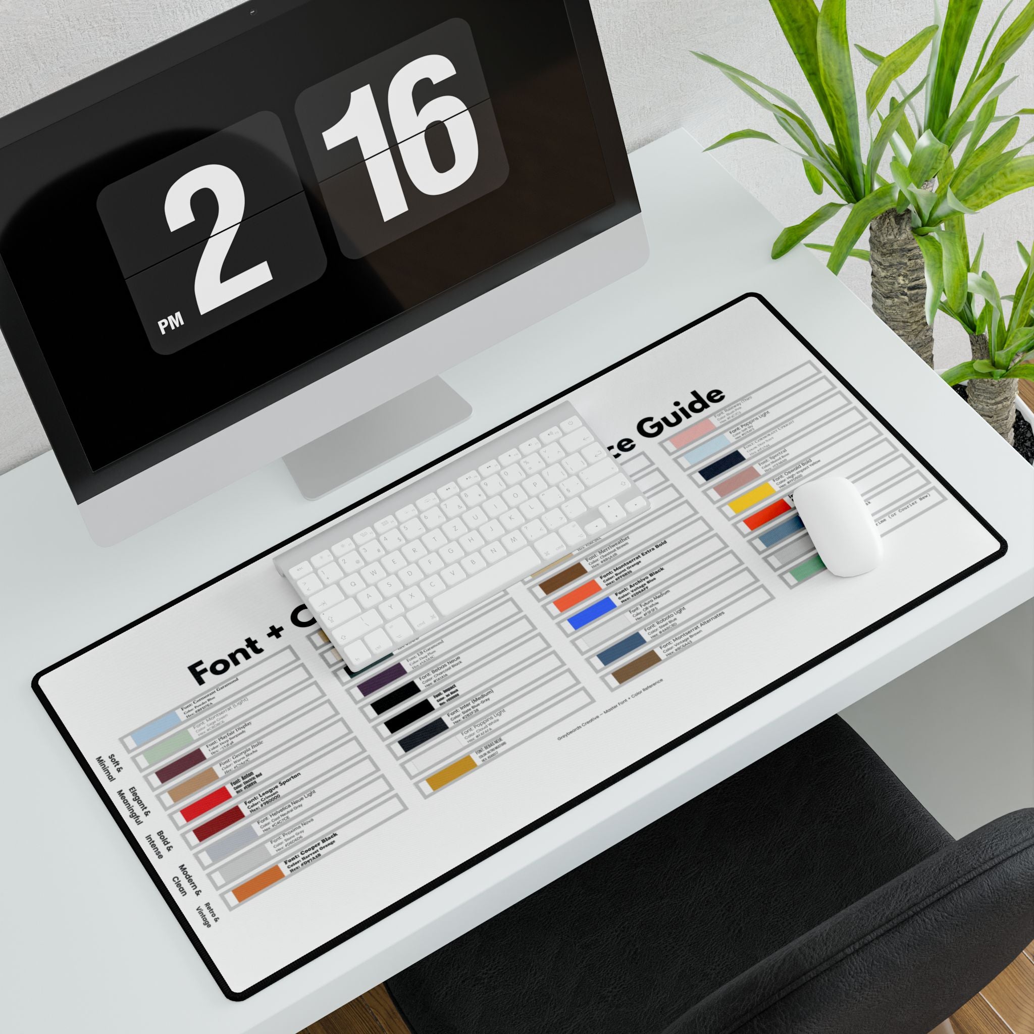 Font & Color Master Reference Desk Mat — Designer Workspace Mouse Pad